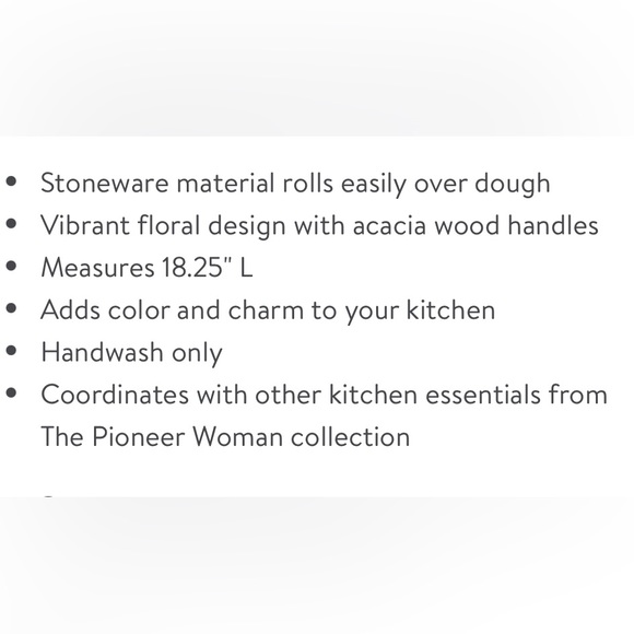 🌺 New The Pioneer Woman (1) Rolling Pin Rack & (1) Rolling Pin 🎁 Gift Set - Picture 4 of 13